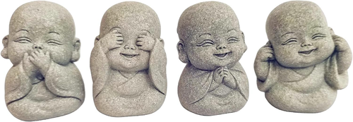 Set Statua Buddha 4 in 1 per Decorazione Spirituale, Feng Shui, Zen e Interno/Esterno - Foto 8 di 12