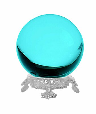 Crystal Ball Sphere for Feng Shui, Meditation, Decor, with Silver Eagle Stand