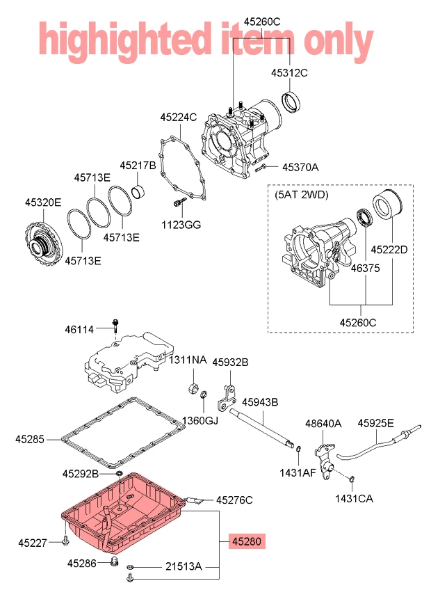 Cárter de aceite de transmisión genuino para KIA Borrego 3.8L 2009-2012 Foto 3 de 4