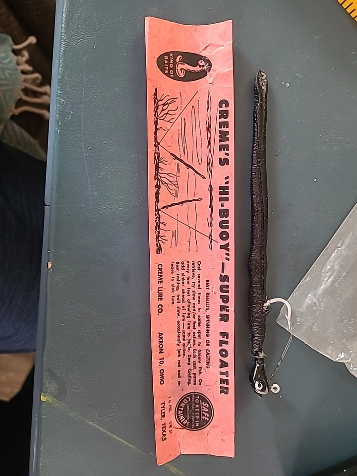 Señuelo de pesca vintage - Creme Lure Co. S-W 3 gusano "Wiggle" Foto 4 de 4