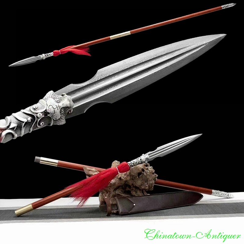 Long Yari Spear Polearm Sword Pattern Steel Spear Head Sharp Long Yari Spear Polearm Sword Pattern Steel Spear Head Sharp