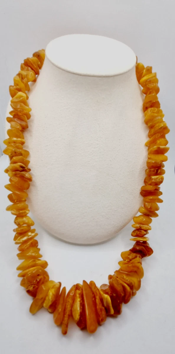 Collana Lunga Vintage Con Ciondolo In Ambra – Pietra Naturale FOSSIL – Design Artistico, Catena Semplice, Regalo Romantico Per Donna