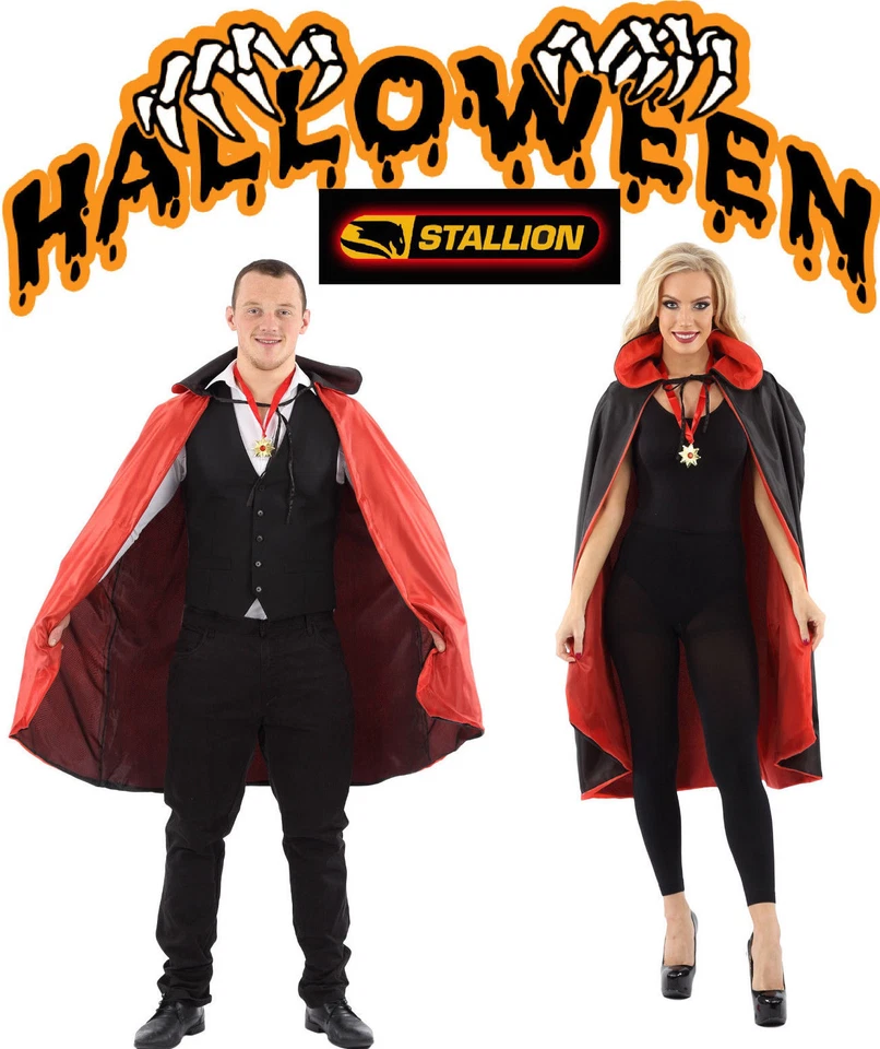 Capa reversible clasificada de Halloween Drácula con medallón vampiro Foto 3 de 3