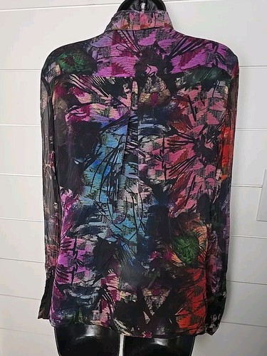 Hilton Hollis Womens 100% Silk Floral Button Up Size M Flaw - Picture 6 of 12