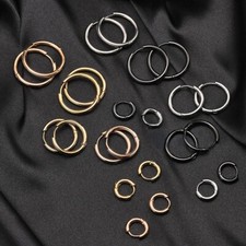 Stainless Steel 12 Gauge Huggie Hoop Earrings Unisex Women Men 13mm - 25mm E10