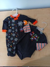 Lot of 2 "My First Halloween" Size Newborn Unisex Boy Girl Sleeper Shirt NEW