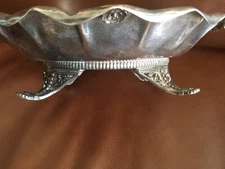 Vintage Silver James W. Tufts Quadruple Plate Basket Server Serving Footed Dish 