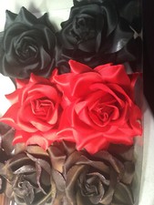 Dark Flower Hair Clip Alligator ROSE 5" Black Brown Red