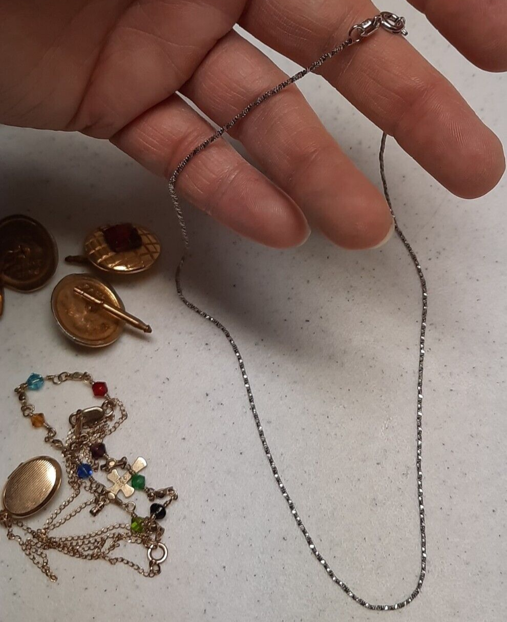 Junk Gold Jewelry Necklaces Charms Lot White & Yellow Gold Plated