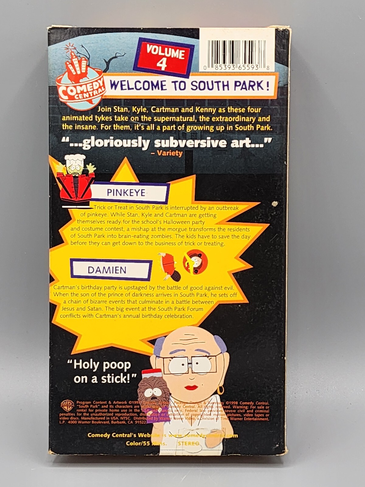 South Park Vol 4 VHS 1998 Pinkeye/Damien Cartman Stan Kyle Kenny