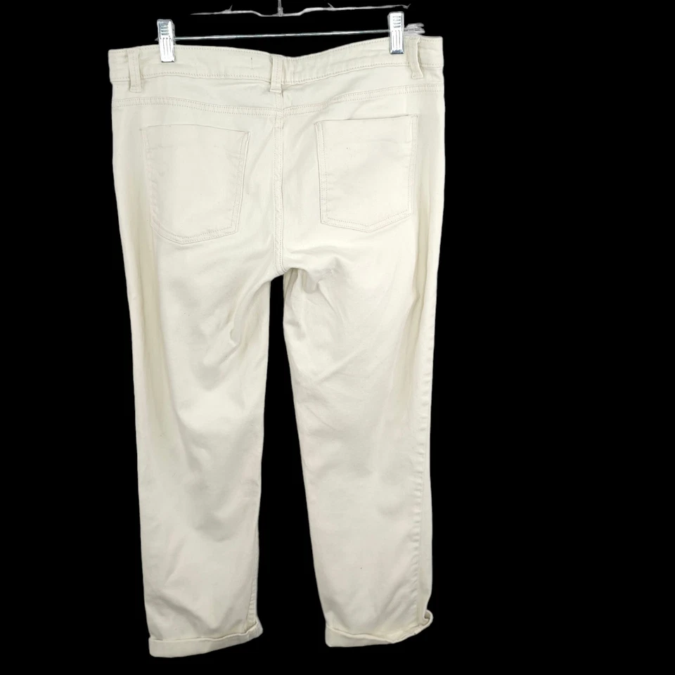 Pantalones de mezclilla Generra Junior para mujer marfil desgastados puños elásticos talla 11 Foto 2 de 4