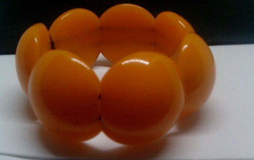 VINTAGE GORGEOUS DECO BUTTERSCOTCH BAKELITE BRACELET yolk BAKELITE TEST - Picture 8 of 9