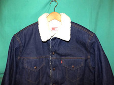 NEW Vtg 70s LEVI'S DENIM JACKET, 2-POCKET, SHERPA LINED, 46"CH, 44"W, Sz 46