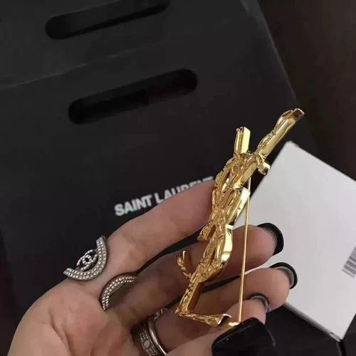 Y.ves Saint Laurent Brooch Classic Gold Brooch Versatile Temperament Gifts Hot - Picture 7 of 14