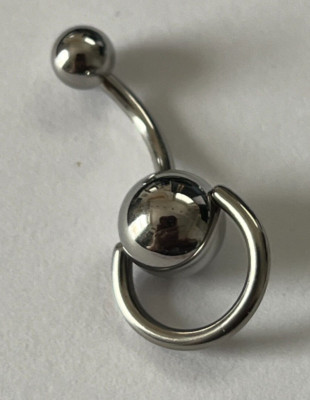 V2 Piercing RING der O  SLAVE Banana 316L Chirurgenstahl - 1,6x10mm  4+8mm Kugel