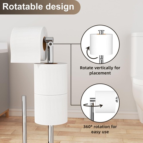 Edelstahl Klopapierhalter Stehend mit Klobürste Toilettenpapierhalter mit WC Bür - Bild 7 von 15