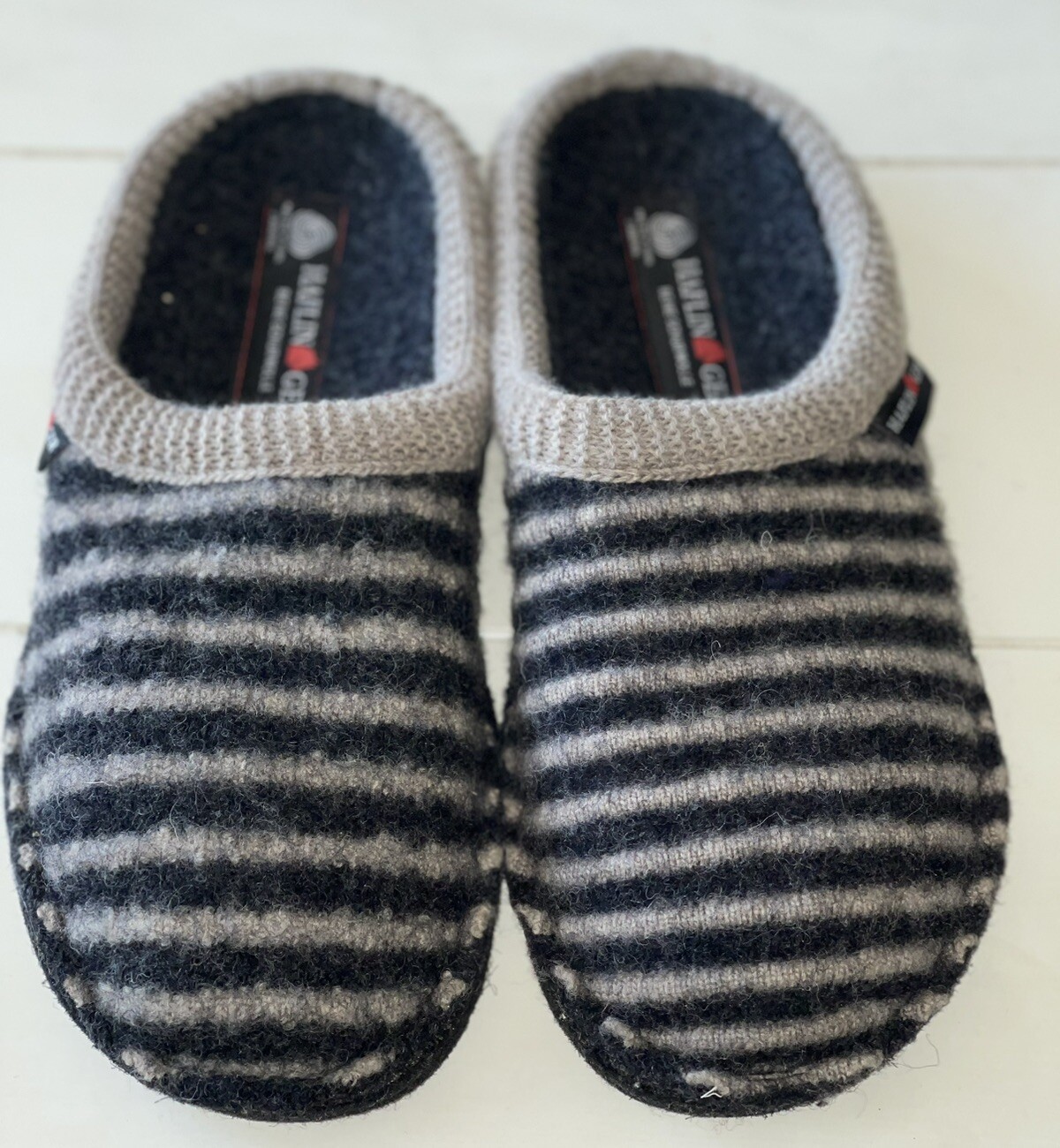 SAOLA Haflinger Pantofole suola morbida Cathy Righe grigie EU 38 US 7