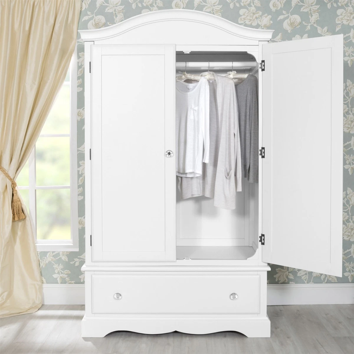Romance Wardrobe with deep drawer and crystal handles. QUALITY