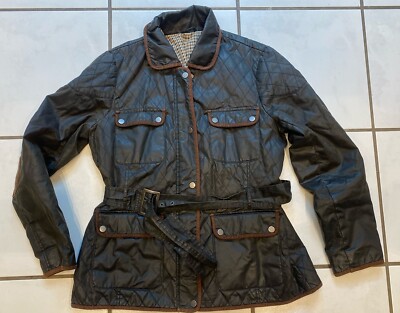 Laura Ashley Waxed Style Jacket Quilted Check Lining Size 16 UK