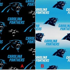 BTY NFL Team Carolina Panthers Black/Blue Light Color Cotton Fabric By The Yard
