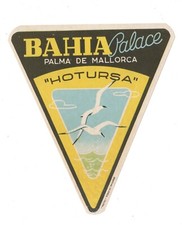 PALMA DE MALLORCA SPAIN BAHIA PALACE BAGGAGE LABEL W/ SEAGULLS