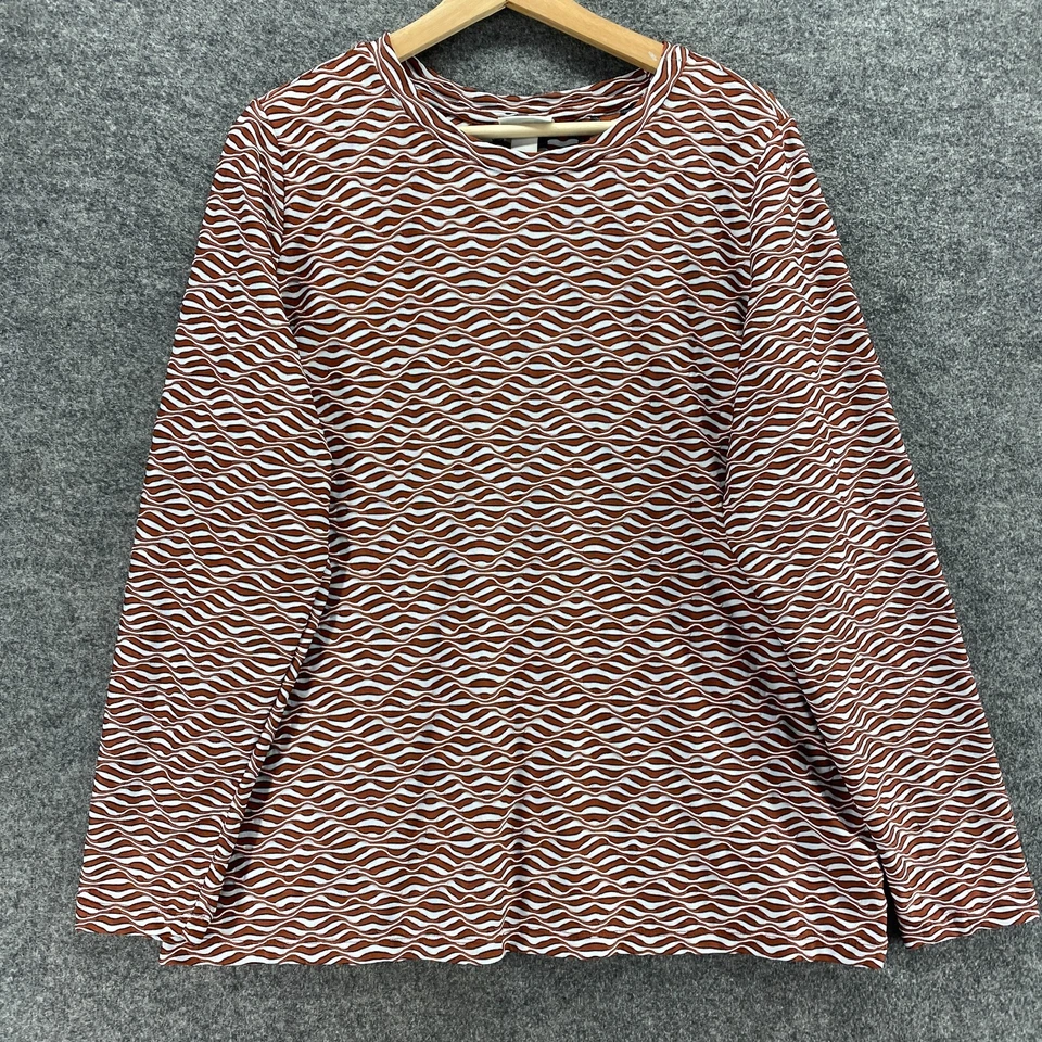 Blusa Pullover Ava & Viv Mujer X Plus Marrón Geométrica Manga Larga Cuello Redondo Foto 4 de 4