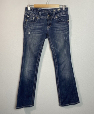 Miss Me Jeans Bootcut Low Rise Dark Wash Denim Jeans Size 28 Bling Rhinestone