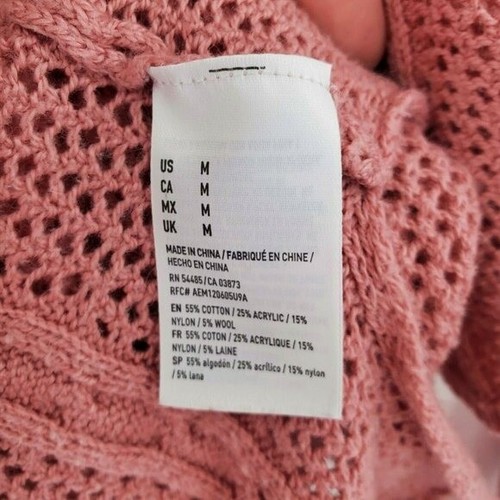 American Eagle Cable Knit Pullover Sweater Womens Size M Pink Wool Blend Casual - Picture 8 of 9