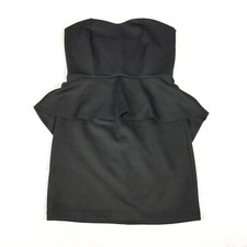 Forever 21 Little Black Dress Size Medium Solid Strapless Sexy Peplum Date Night