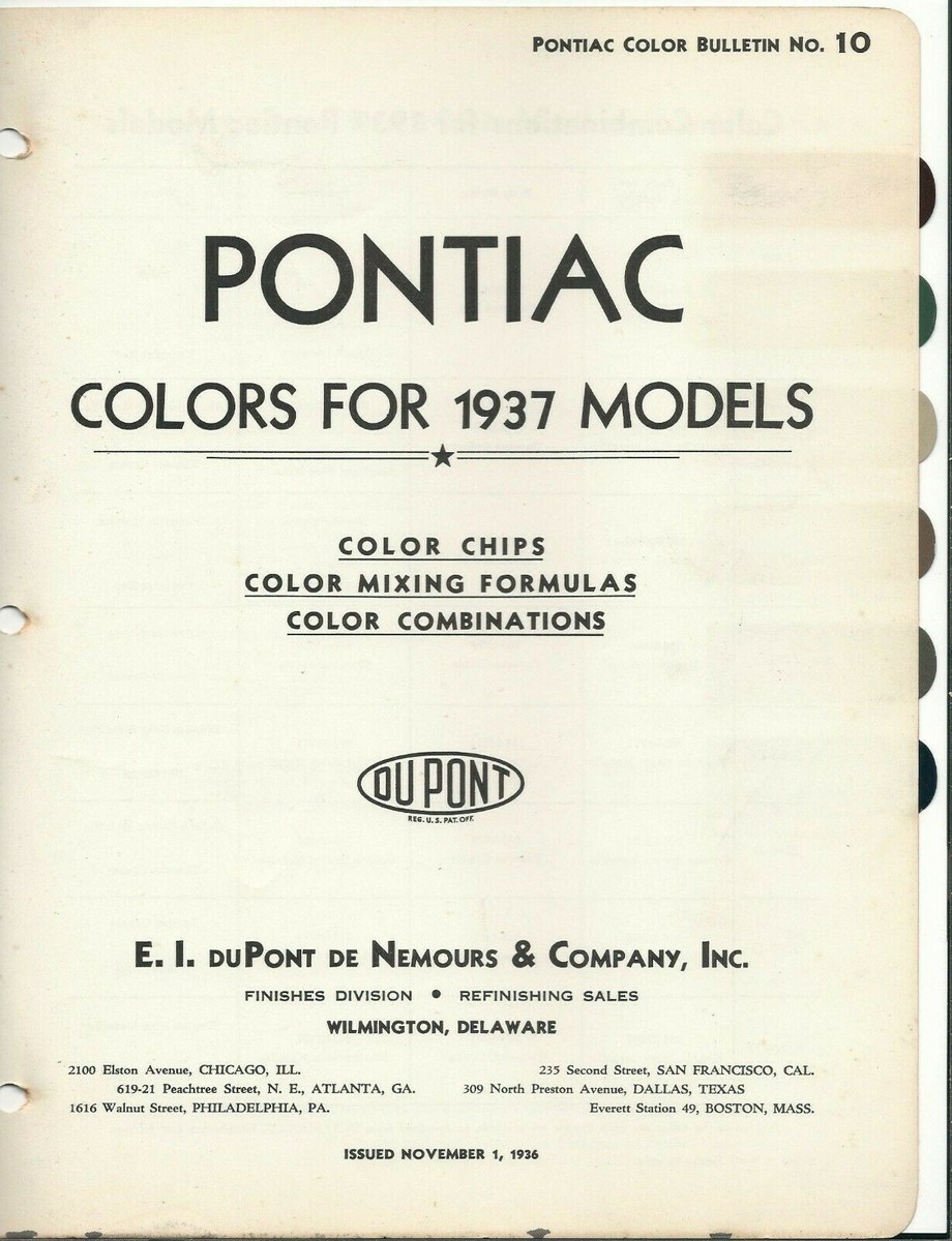 1937 PONTIAC PAINT CHIPS (DUPONT) | eBay