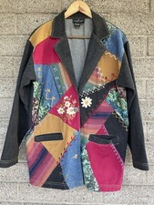 VTG Carole Little Sport Floral Patchwork Embroidered Blazer Jacket Women Size 6
