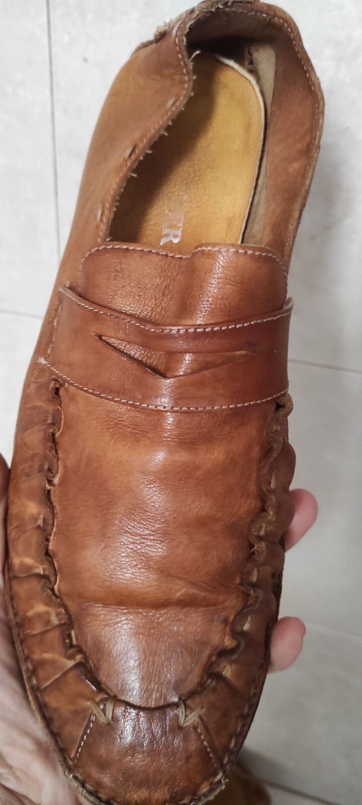 PANTOFOLA D’ORO Mocassini ciabatte mocassini uomo pelle marrone oro Trapper misura 42 euro