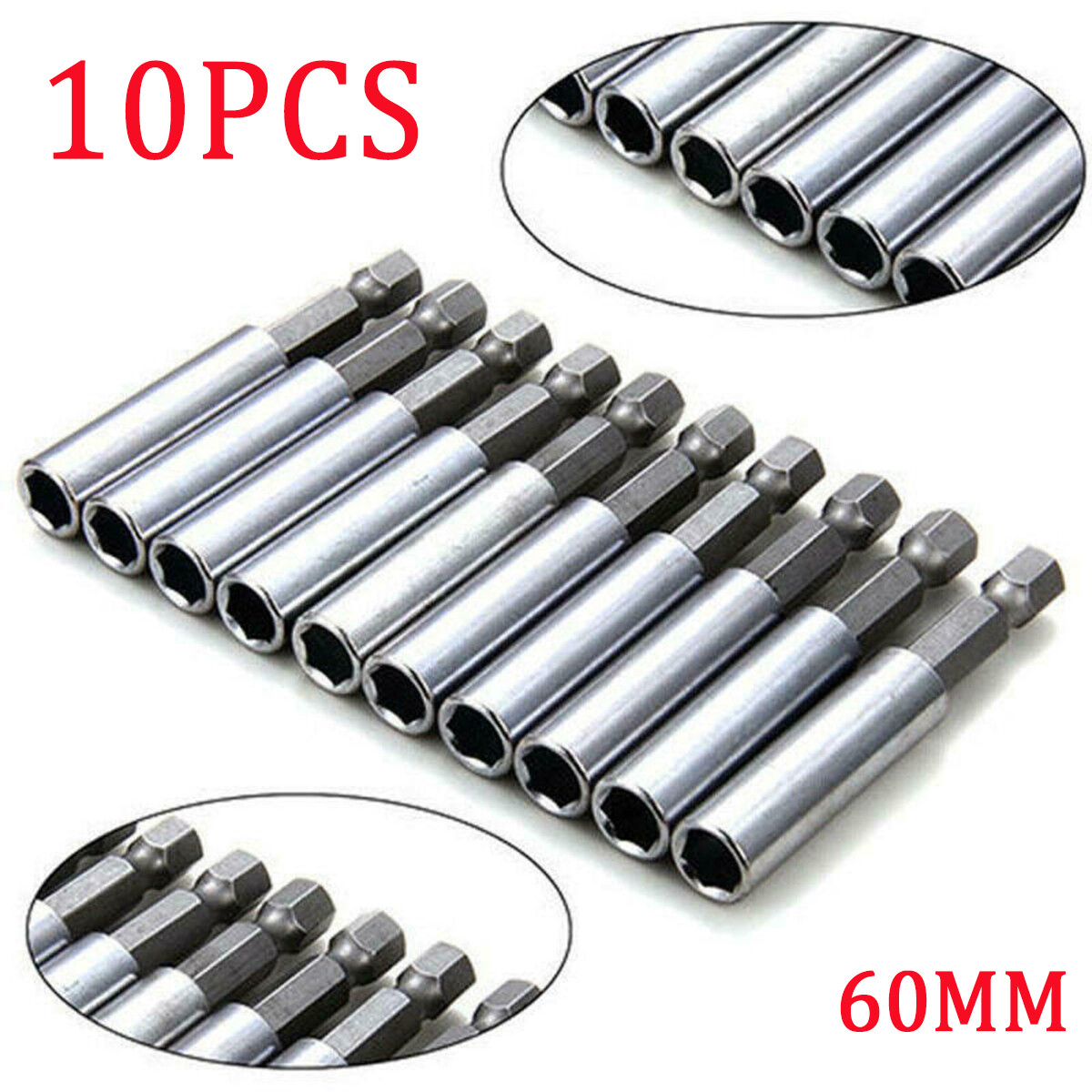 10pcs Extension Hex Screw Socket Magnetic Impact Driver Drill Bit