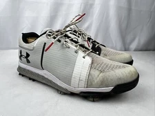 UNDER ARMOUR TEMPO SPORT GOLF SHOES 1288576-101 WHITE/SILVER BLACK MEN'S SZ 10