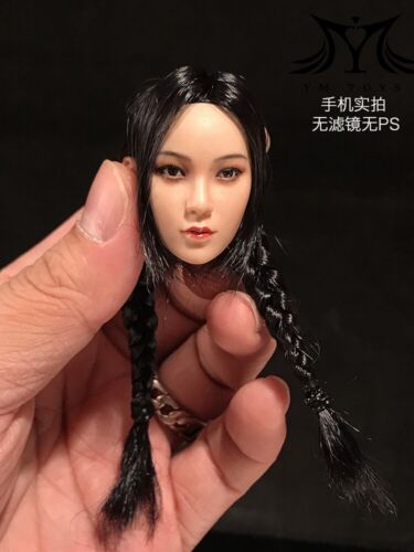 1:6 Woman Head Sculpt YMTOYS Ying Pale Girl Braid Hair For 12" Figure Toys - Picture 4 of 5