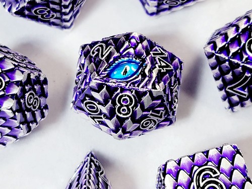 Purple Basilisk's Gaze | Metal DnD Dice Set | Dungeons and Dragons | 7 Würfel RPG - Bild 1 von 3