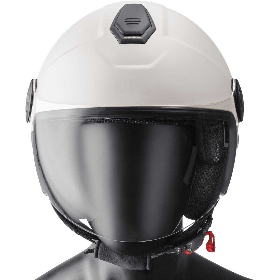 CASCO MOTO 22.06 JET GMS GELATO DOPPIA VISIERA VANIGLIA WHITE CREAM TG L