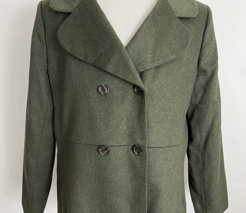 Talbots Women's Blazer Jacket Size 14 Green Double Breasted Brushed Italian Wool - Picture 3 of 12