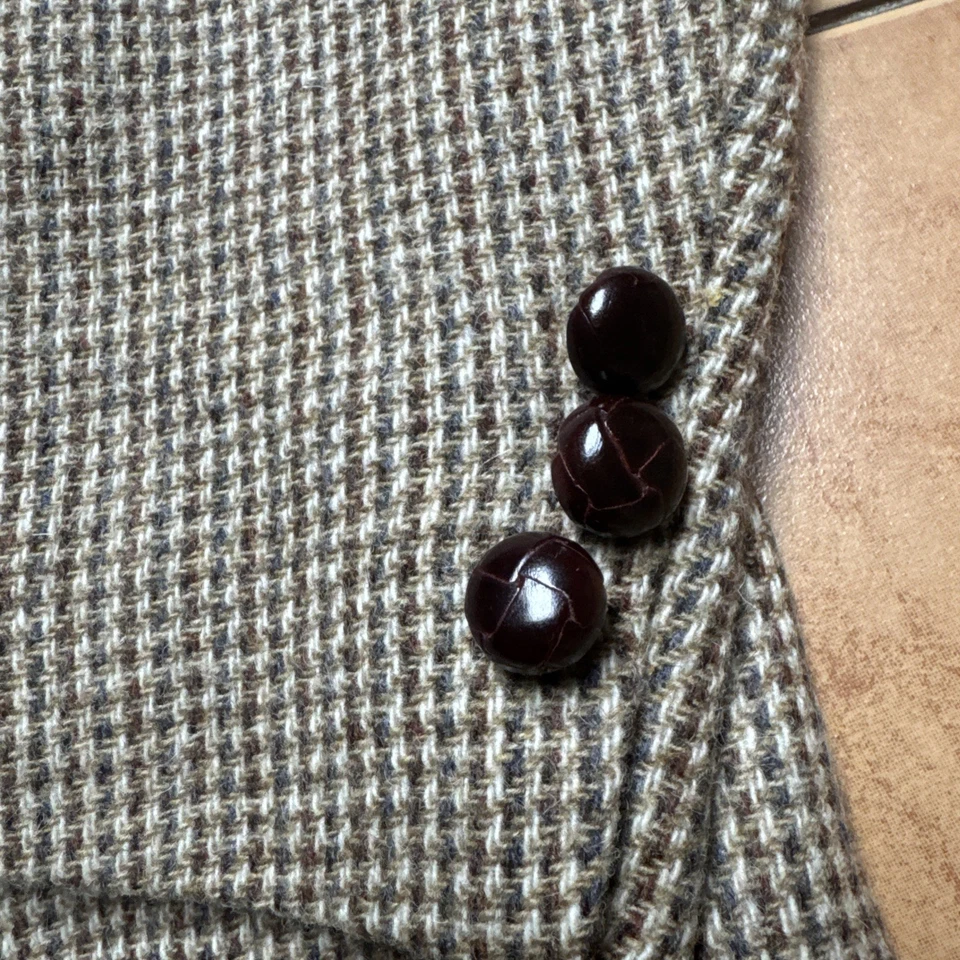 Винтажный Sears костюм куртка Sz 40R Твидовая шерсть коричневый гончая Sport пальто Blazer - Изображение 2 из 4