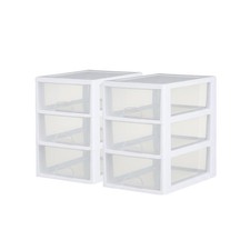 Sterilite 6Qt Stacking Storage Drawer, Plastic Home Organizer Bin, Clear, 6 Pack