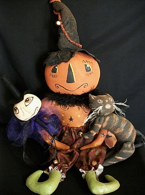 Pattern, Halloween pumpkin doll, collectible, original, Dumplinragamuffin, 181