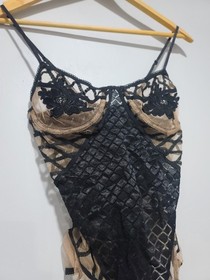 For Love & Lemons Delilah Skivvies Black Nude Floral Lace Underwire Bodysuit M