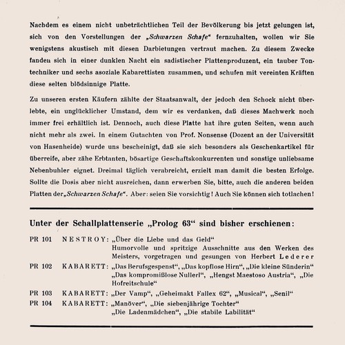 7" DIE SCHWARZEN SCHAFE Pointe 3 Manöver / Ladenmädchen PROLOG Kabarett EP 1963 - Picture 2 of 4