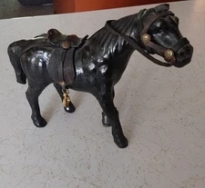 Toy Black Stallion/Horse Leather Wrapped w/Saddle, Reins, Stirrups