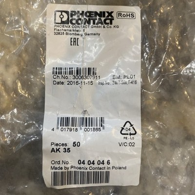 Phoenix Contact 0404046 TB Pick Off Screw Connection 125A Silver 14 to 12 AWG