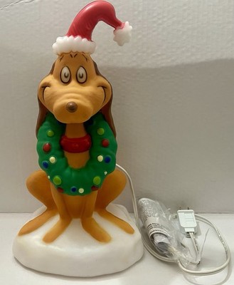 The Grinch Max Christmas LED Light Up Blow Mold 12 IN Santa Hat Wreath NEW