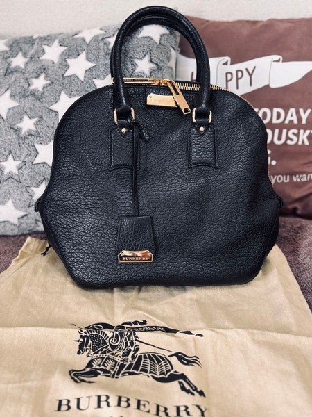 Burberry Black Leather Tote Bag Authentic Designer Handbag Formal Purse