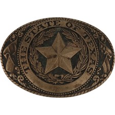 Brass Texas Texan Ft Worth Dallas Houston Austin Western Vintage Belt Buckle