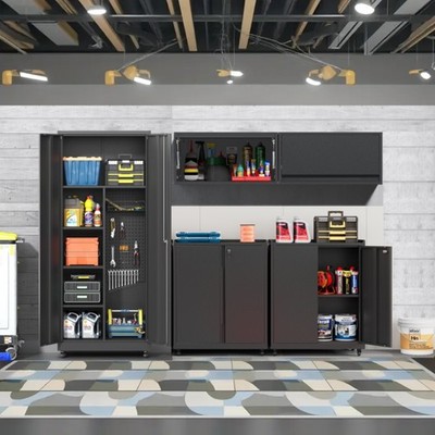 Garage Storage Cabinet System 5-Pcs Workshop Set for Garage Tool Metal Cabinets