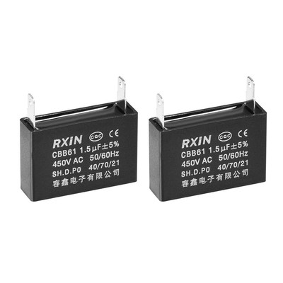 Uxcell Ceiling Fan Capacitor Cbb61 1.5Uf 450V Ac Single Insert Metaliz